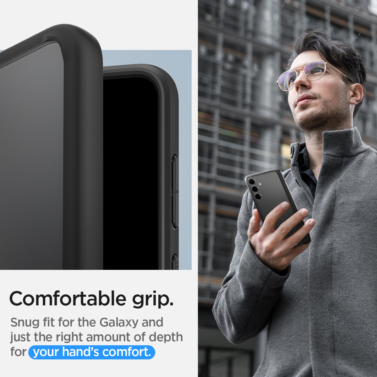 ACS07352 - Galaxy S24 Case Ultra Hybrid in Matte Black comfortable grip. snug fit for the galaxy and just the right amount of depth for your hand's comfort.
