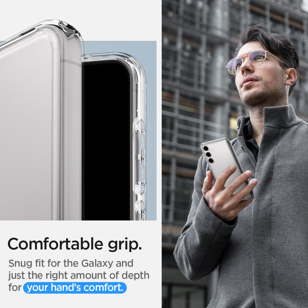 ACS07329 - Galaxy S24 Plus Case Ultra Hybrid in Crystal Clear comfortable grip. snug fit for the galaxy and just the right amount of depth for your hand's comfort.