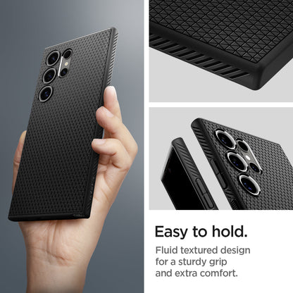 ACS07287 - Galaxy S24 Ultra Case Liquid Air in Matte Black easy to hold. fluid textured design for a sturdy grip and extra comfort.