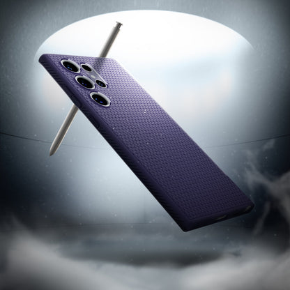 ACS07449 - Galaxy S24 Ultra Case Liquid Air in Deep Purple showing back with pen.