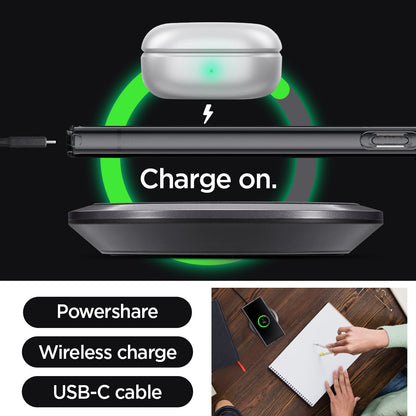 ACS07284 - Galaxy S24 Ultra Case Liquid Crystal in Space Crystal charge on. powershare. wireless charge. USB-C cable.