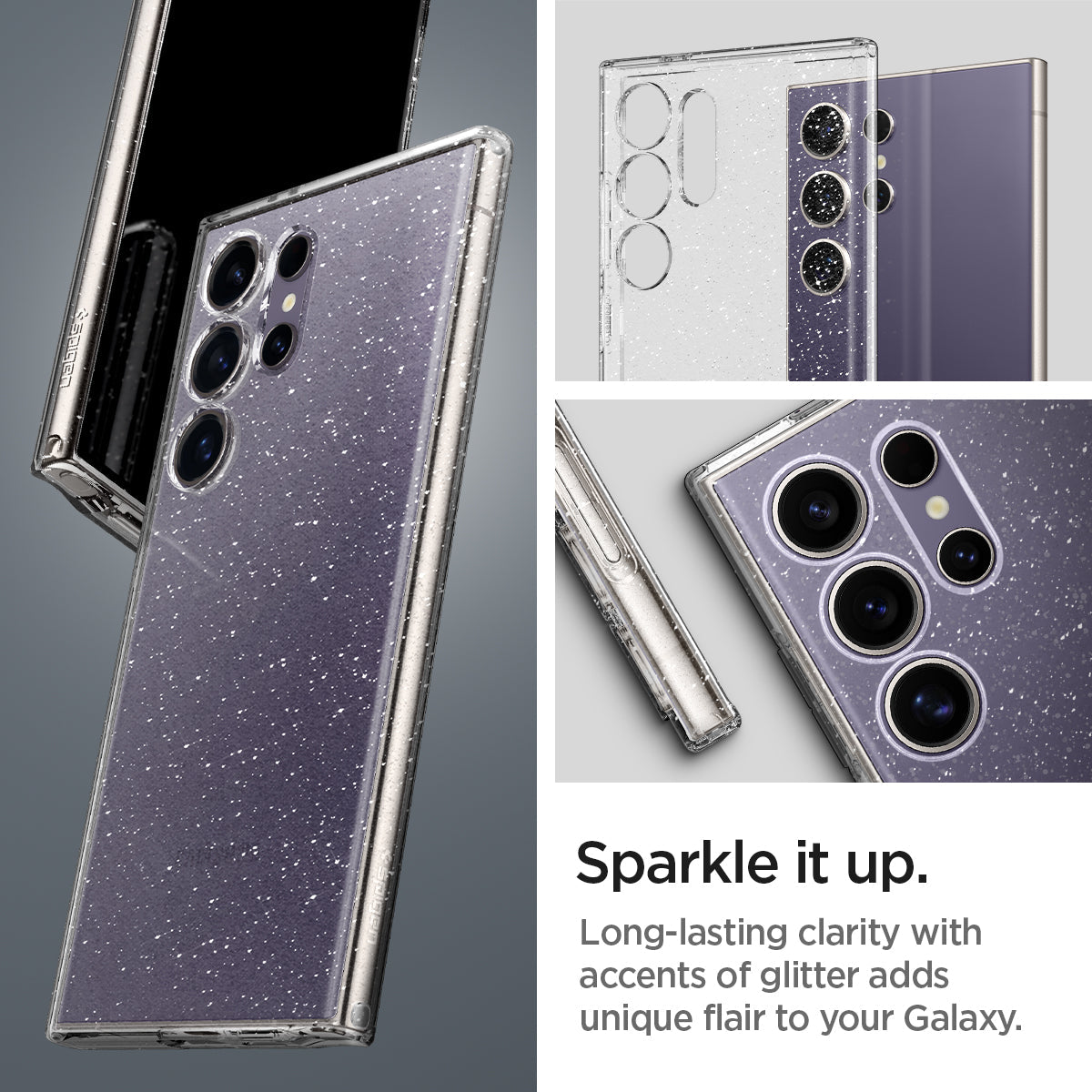 ACS07285 - Galaxy S24 Ultra Case Liquid Crystal Glitter in Crystal Quartz sparkle it up. long lasting clarity with accents of glitter adds unique flair to your galaxy.