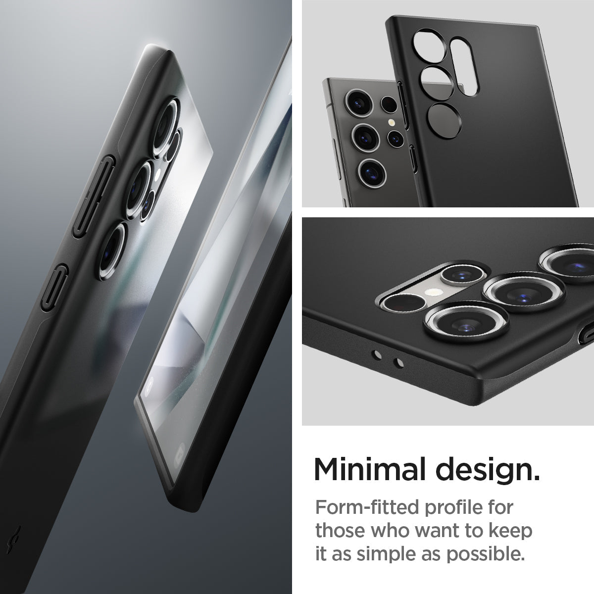 ACS07281 - Galaxy S24 Ultra Case Thin Fit in Black minimal design. form fitted profile for those who want to keep it as simple as possible.