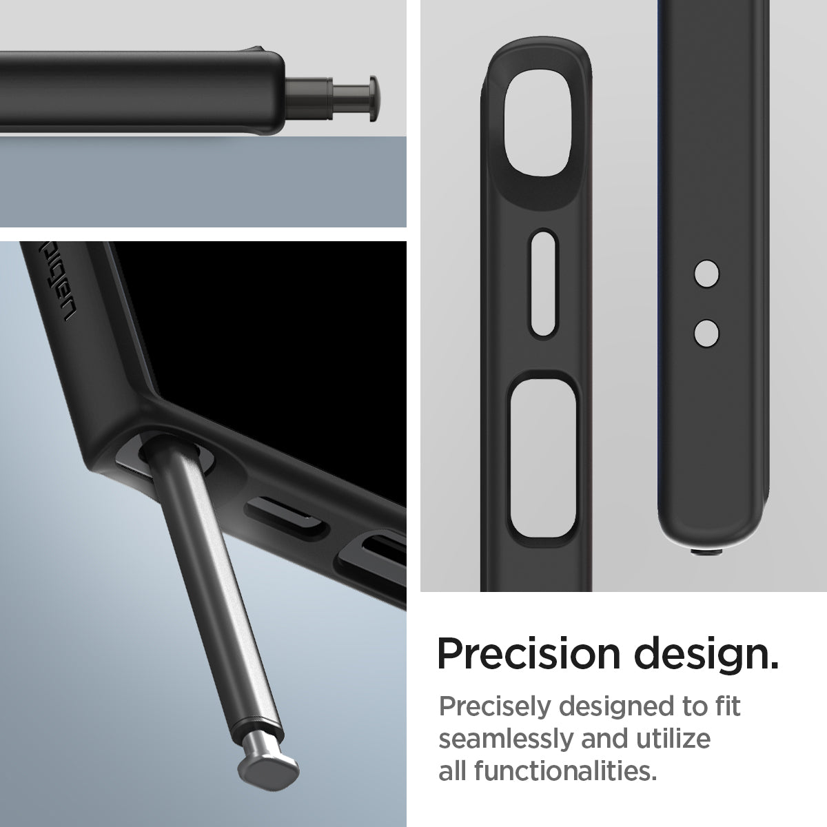 ACS07295 - Galaxy S24 Ultra Case Ultra Hybrid in Matte Black precision design. precisely designed to fit seamlessly and utilize all functionalities.