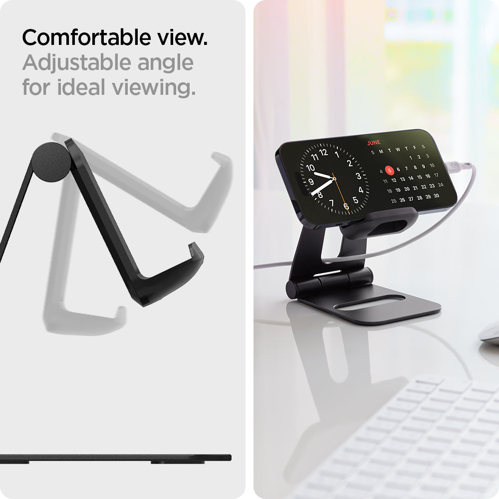 AMP02780 - S311 Charger Stand in black showing the comfortable view. Adjustable angle for ideal viewing