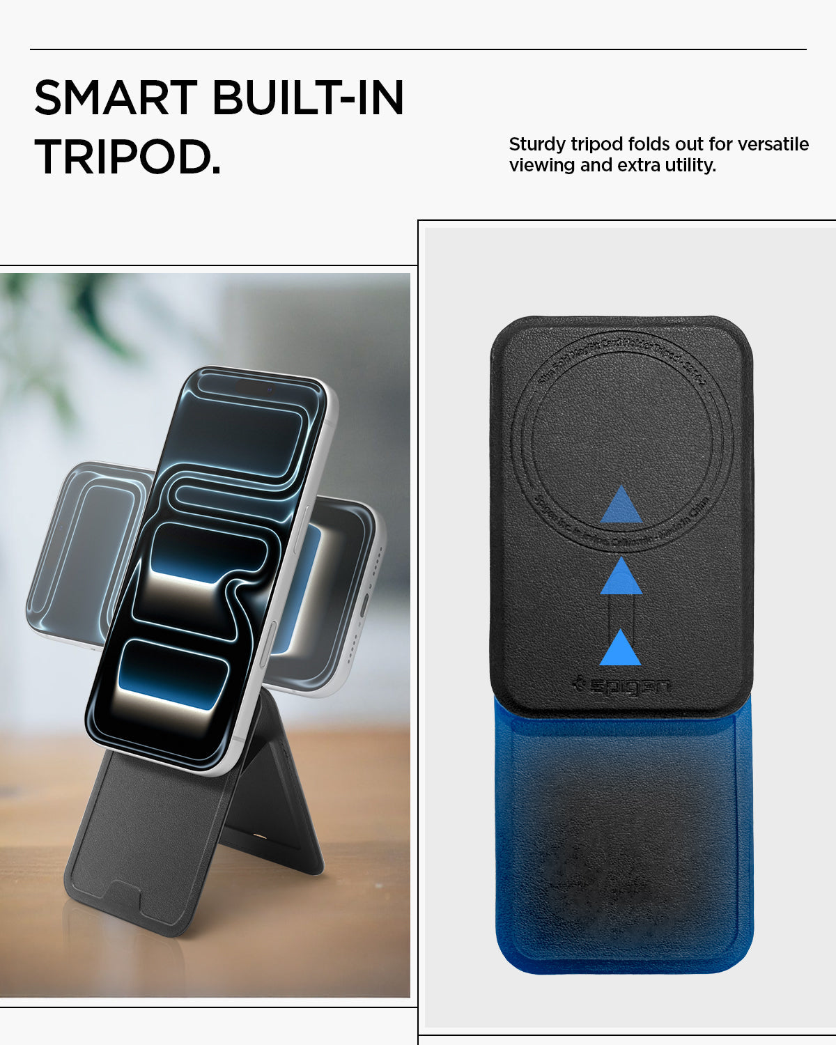 AFA10751 - MagSafe Card Holder Slim Fold (Mag Fit) | S314-3 showing the smart built in tripod feature