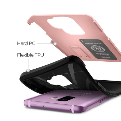 593CS22934 - Galaxy S9 Plus Tough Armor Case in rose gold hard pc and flexible tpu.