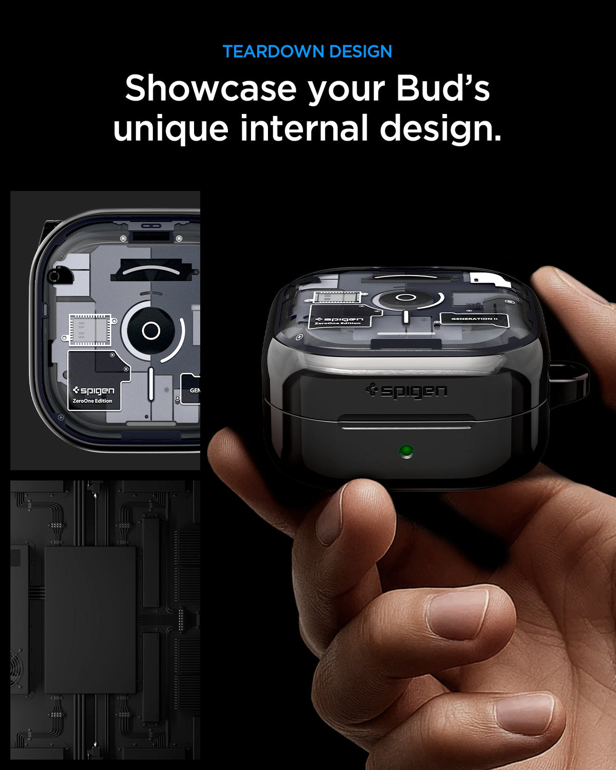 ACS11201 - Galaxy Buds 4 Series - Ultra Hybrid Zero One showing teardoen design showcase your bud's unique internal design