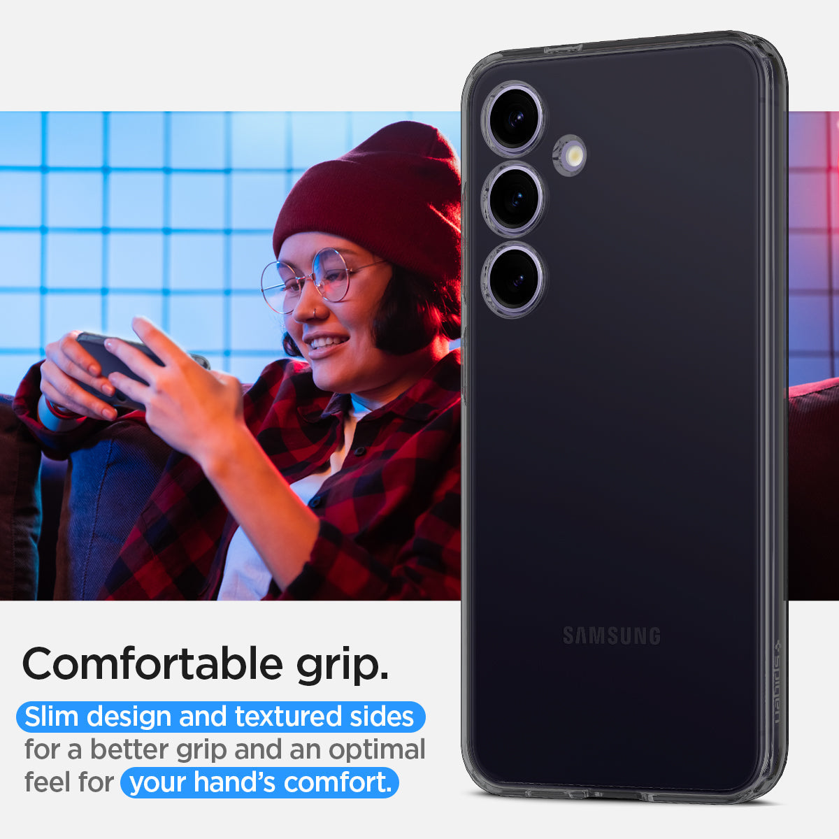 ACS07344 - Galaxy S24 Case Liquid Crystal in Space Crystal comfortable grip. slim design and textured sides for a better grip and an optimal feel for your hand's comfort.