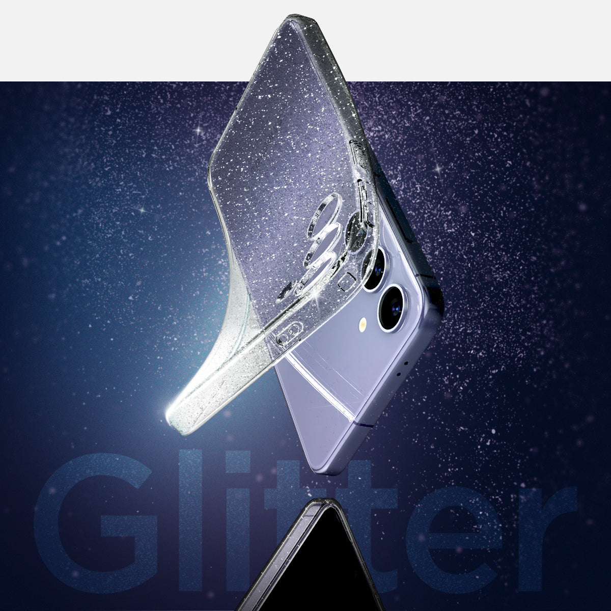 ACS07325 - Galaxy S24 Plus Case Liquid Crystal Glitter in Crystal Quartz showing clear glitter back case.
