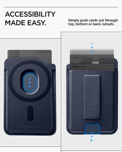 AFA10804 - MagSafe SleekBand Card Holder | 3 Cards (MagFit) in Modern Navy showing accessibility made easy. simply push cards out through top bottom or back cutouts