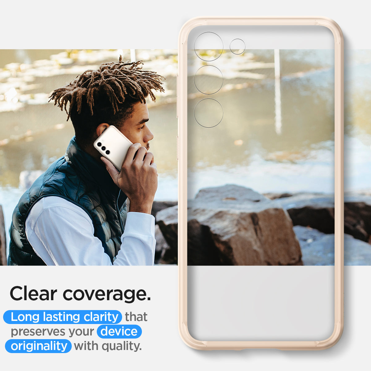 ACS06086 - Galaxy S23 Case Ultra Hybrid in sand beige Clear coverage long lasting clarity that preserves your device originality with quality.