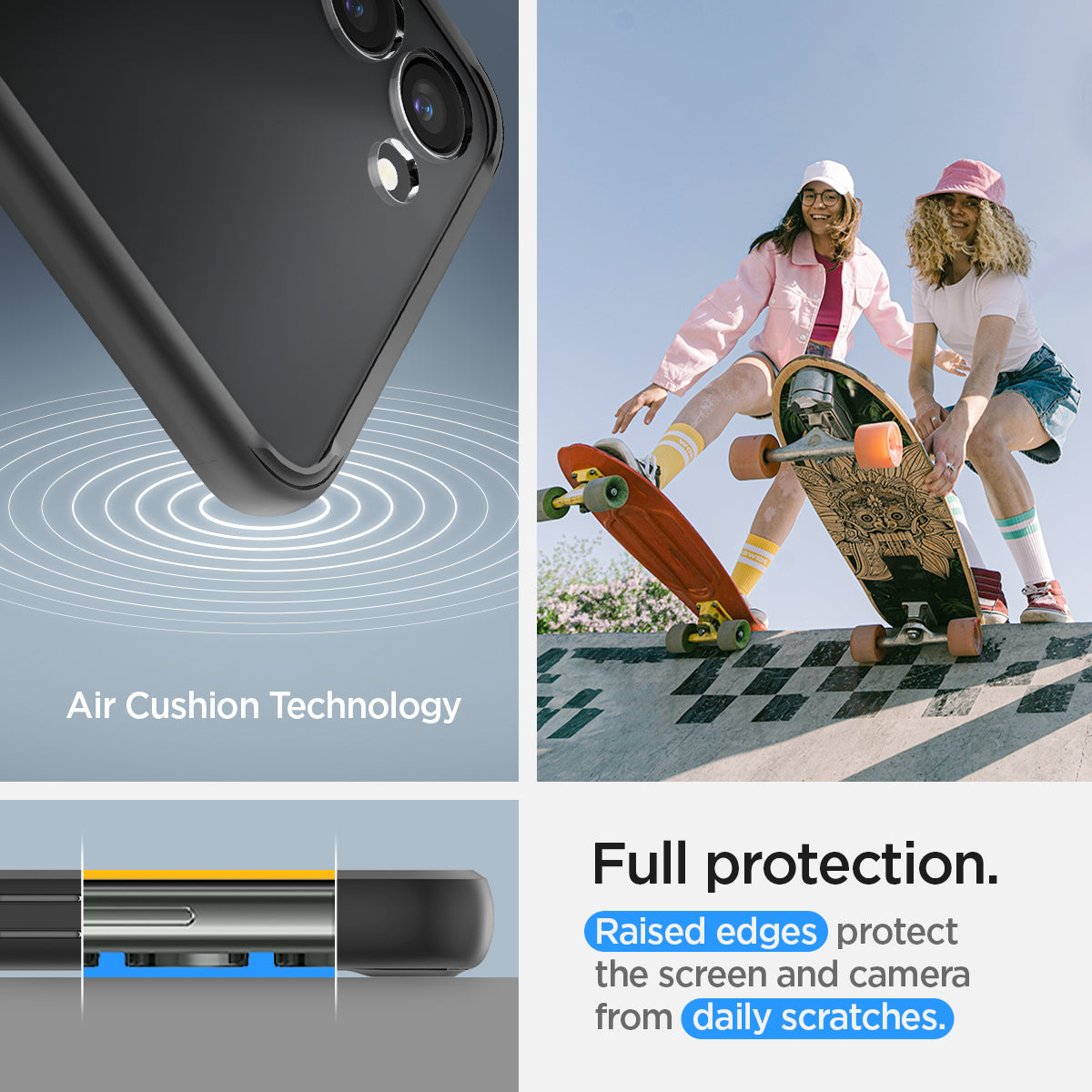 ACS05715 - Galaxy S23 Case Ultra Hybrid in black full protection. raised edges protect the screen and camera from daily scratches. Aircushion technology.