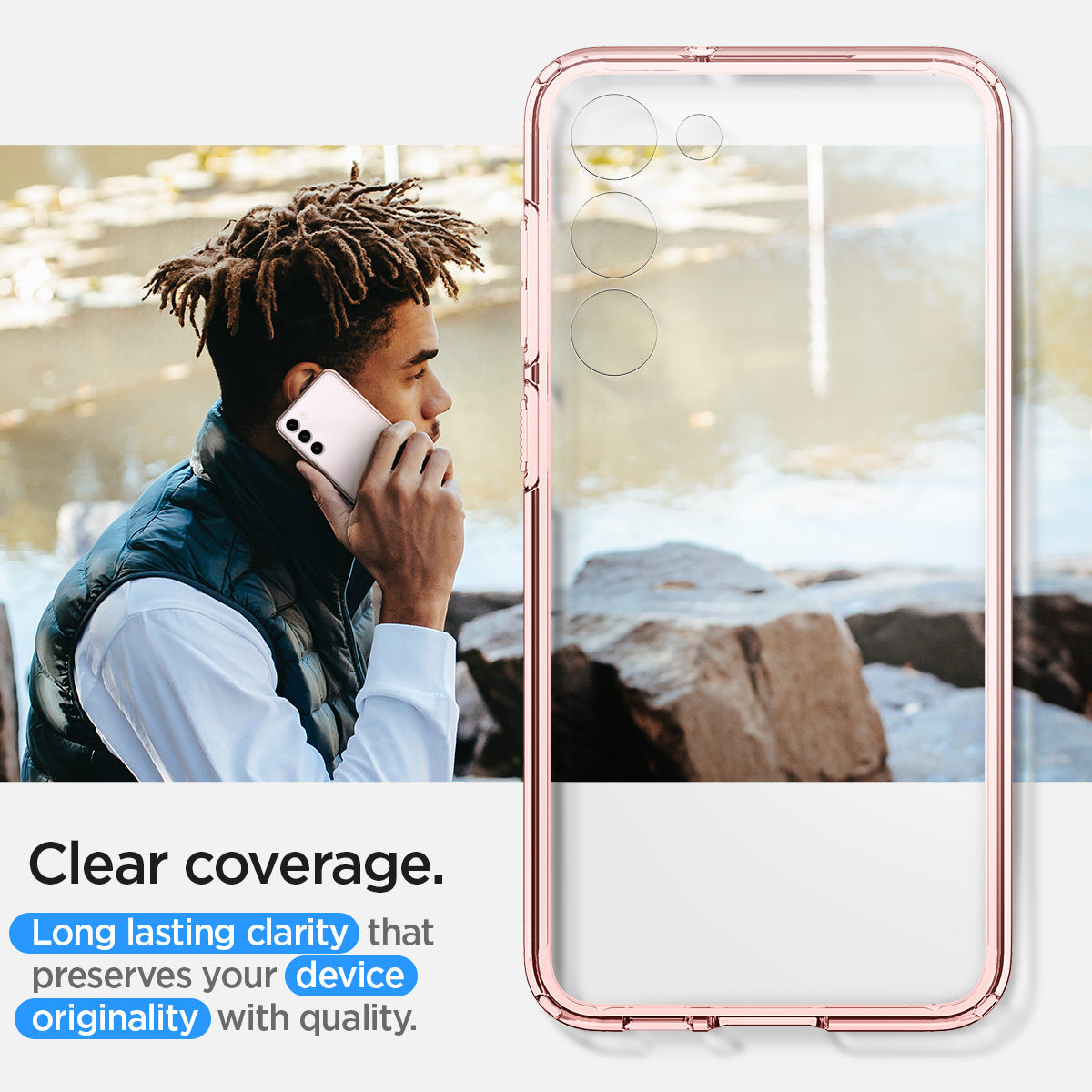 ACS06087 - Galaxy S23 Case Ultra Hybrid in rose crystal Clear coverage long lasting clarity that preserves your device originality with quality.