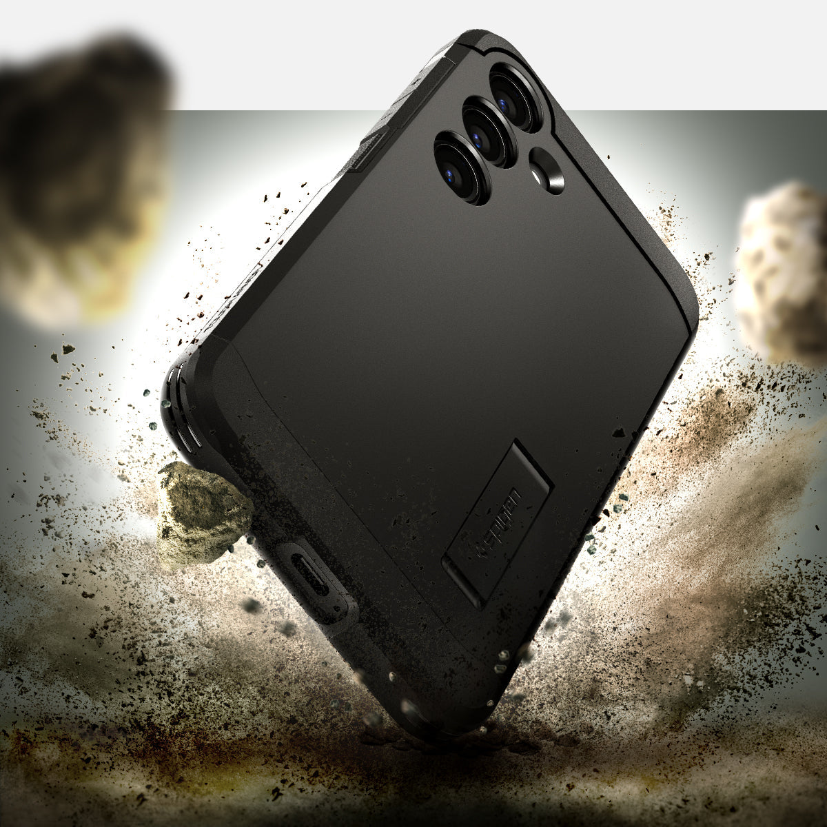ACS07355 - Galaxy S24 Case Tough Armor in Black showing the back, partial side and bottom