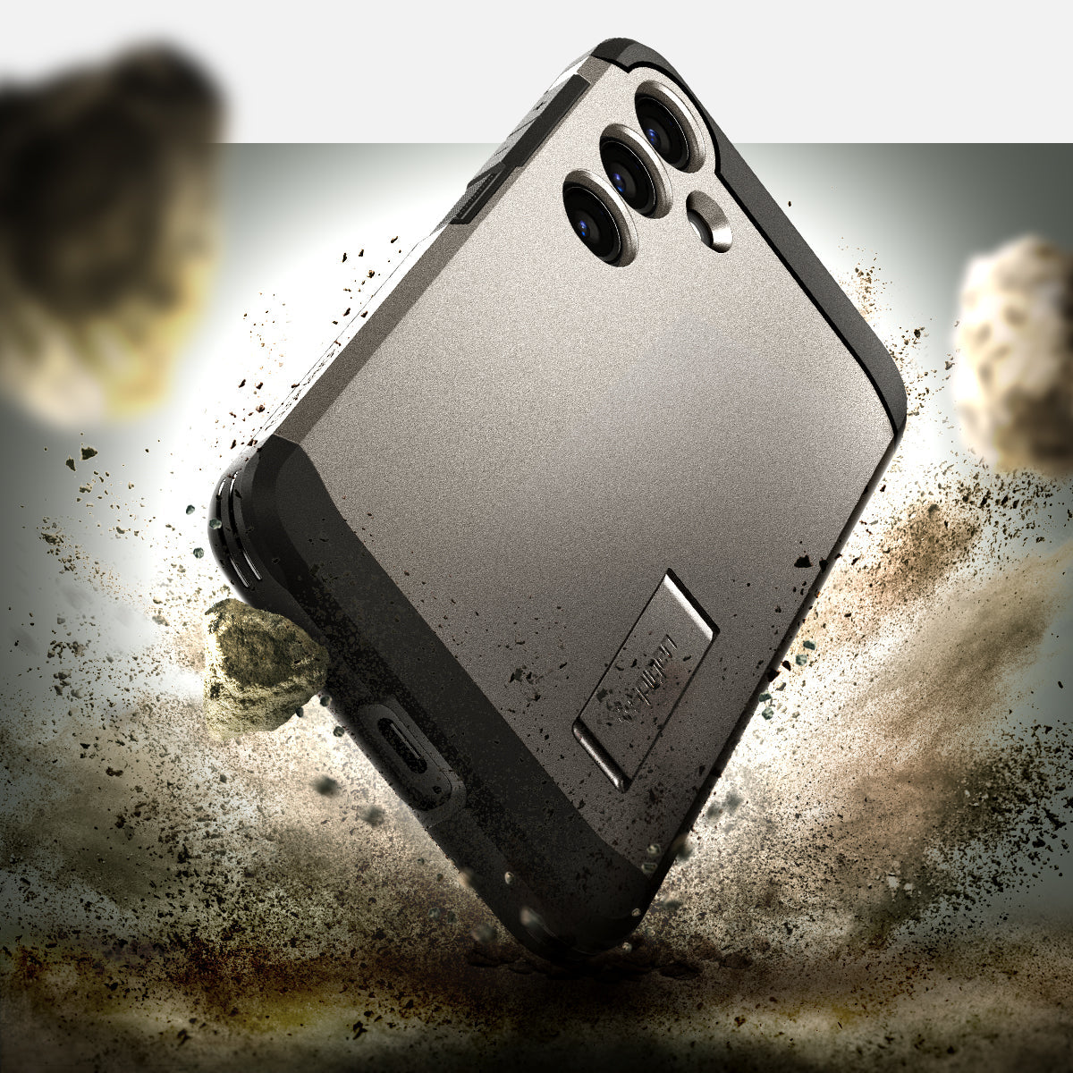 ACS07356 - Galaxy S24 Case Tough Armor in Gunmetal showing the back, partial side and bottom