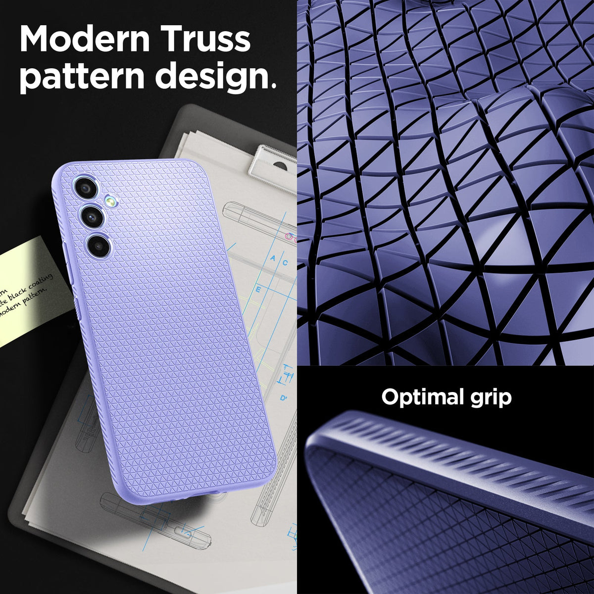 ACS06104 - Galaxy A34 5G Case Liquid Air in Awesome Violet modern truss pattern design. Optimal grip.