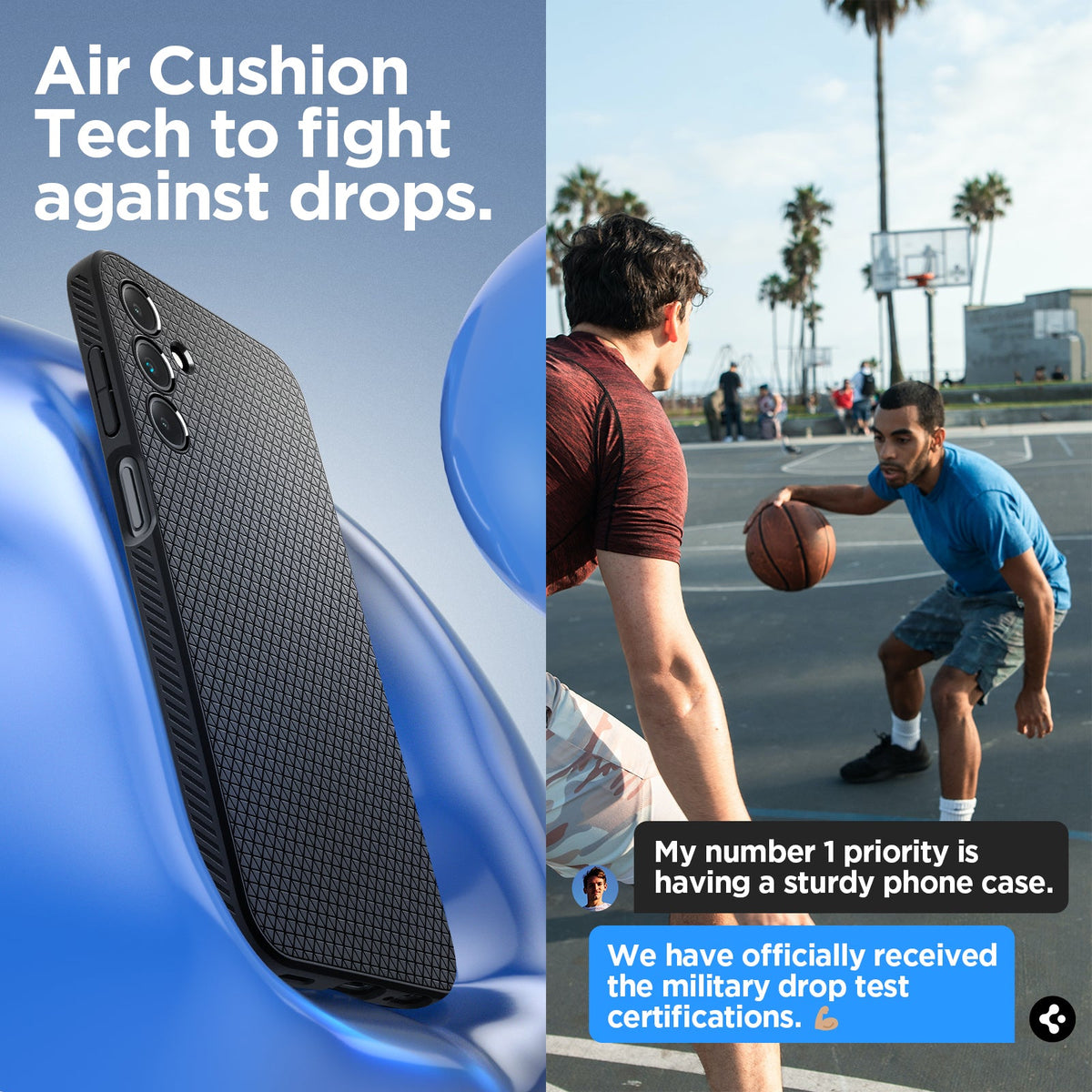 ACS07246 - Galaxy A15 5G Case Liquid Air in Matte Black air cushion tech to fight against drops.