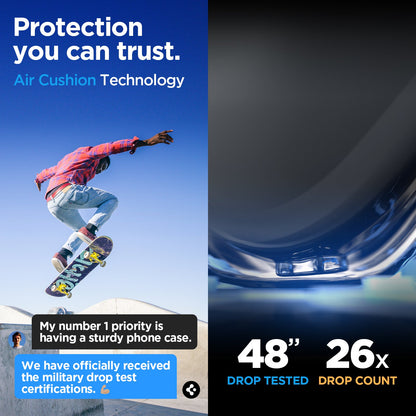 ACS07242 - Galaxy A15 5G Case Tough Armor in Black showing the protection you can trust. Air Cushion Technology. 48" drop tested | 26x drop count