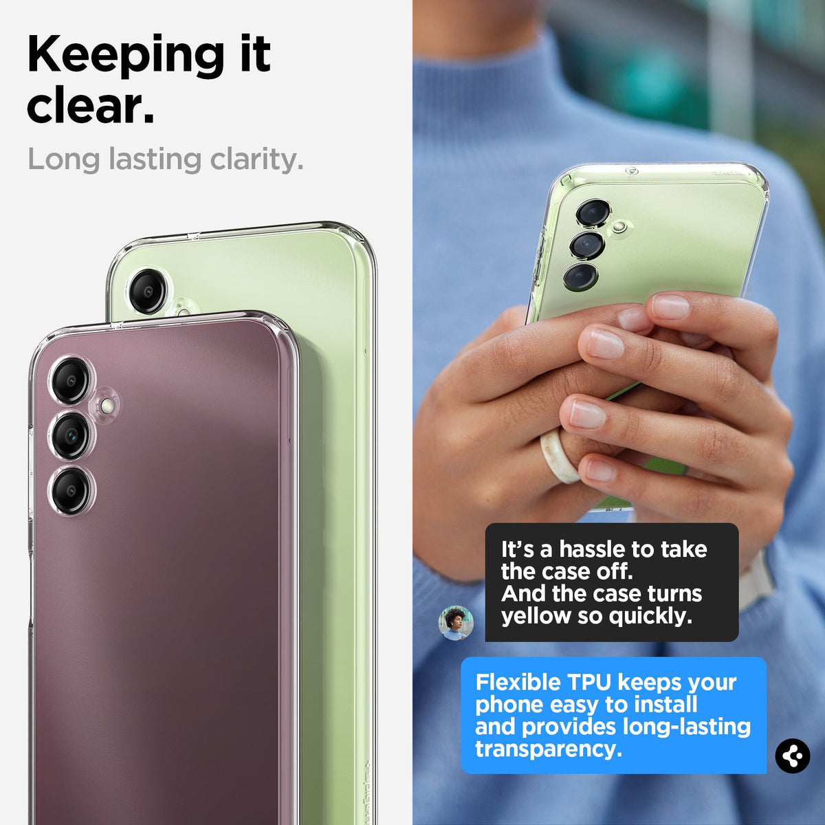ACS05849 - Galaxy A14 5G (NA) Case Liquid Crystal in Crystal Clear keeping it clear. Long lasting clarity.