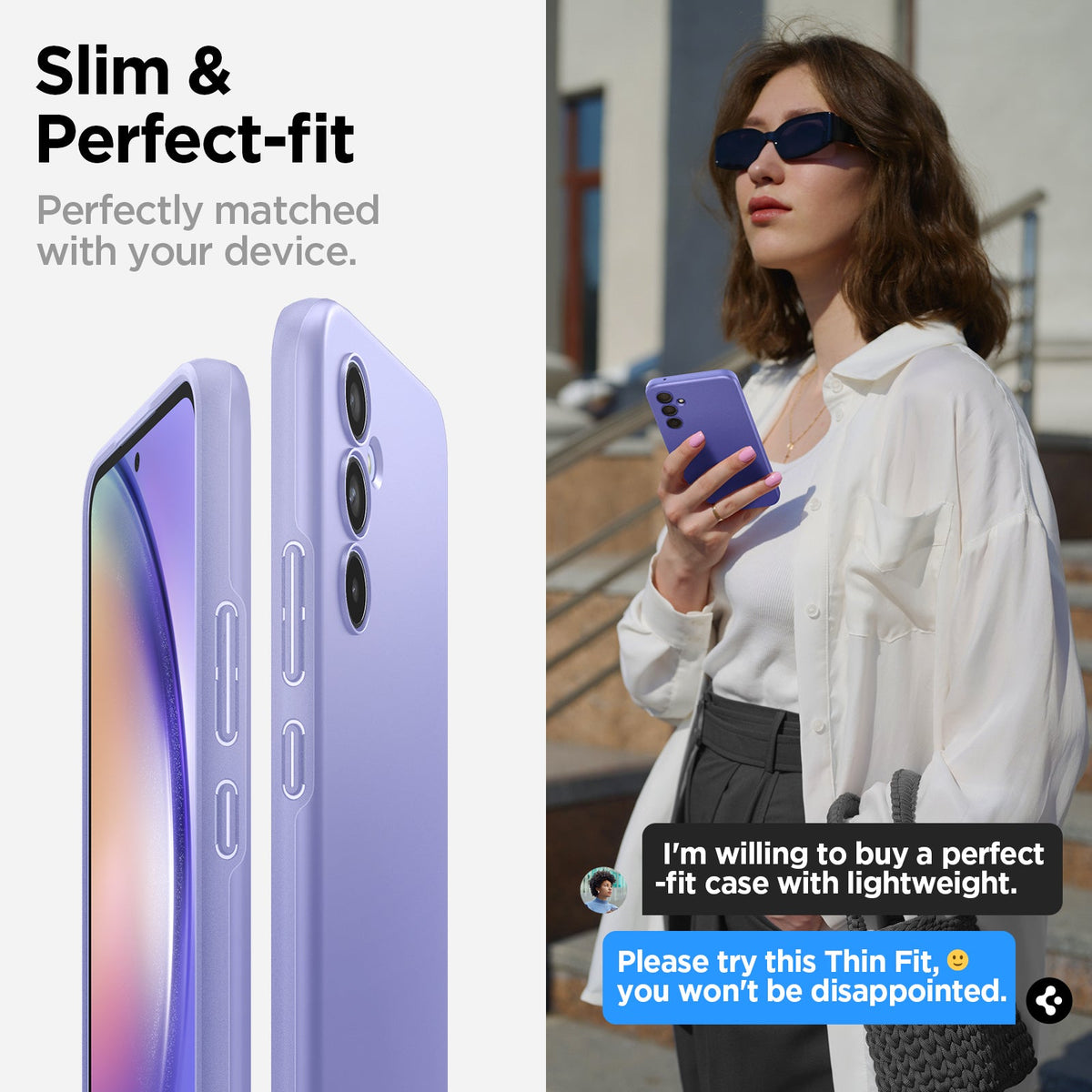 ACS06097 - Galaxy A54 5G Case Thin Fit in Awesome Violet slim & perfect fit. Perfectly matched with your device.