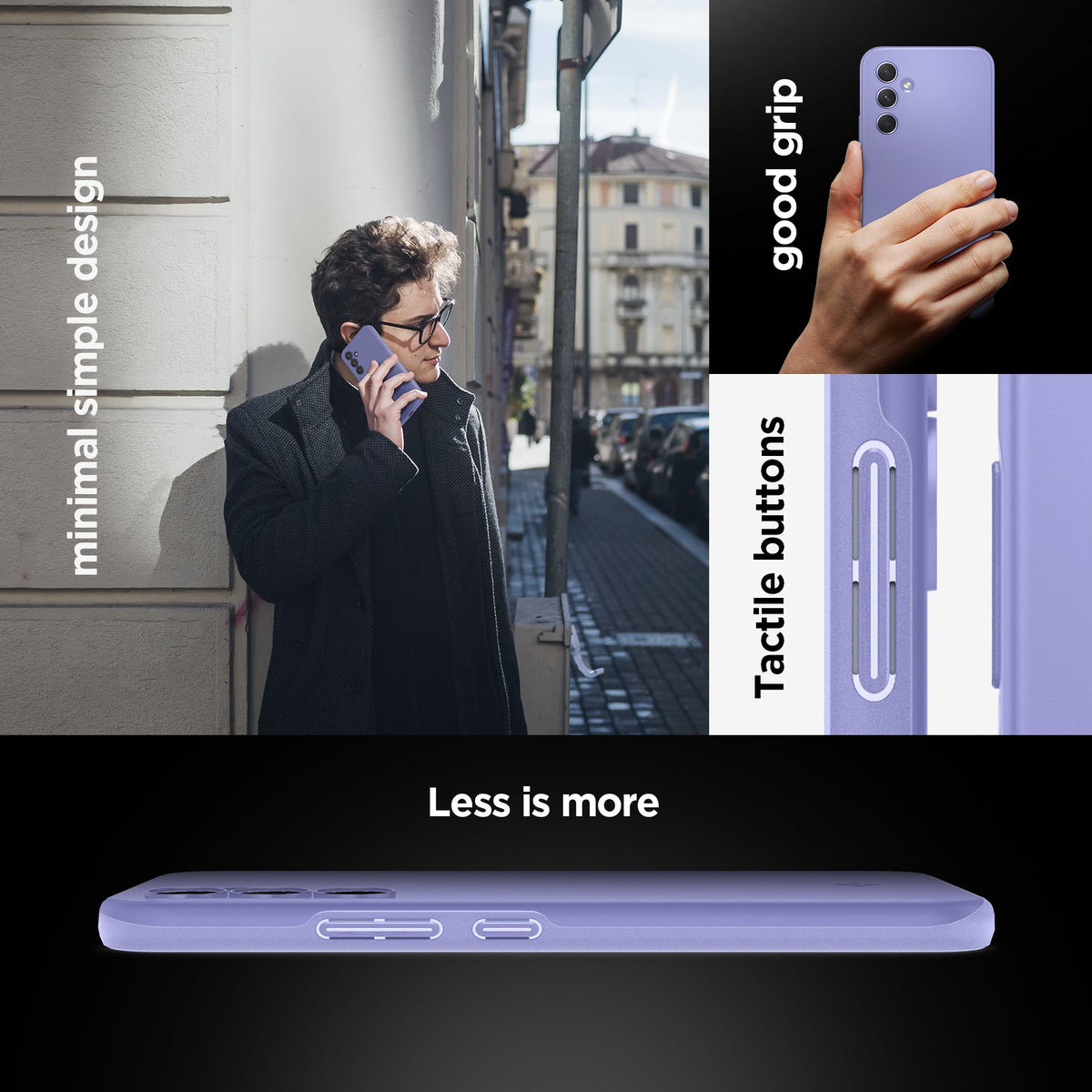 ACS06097 - Galaxy A54 5G Case Thin Fit in Awesome Violet minimal simple design. tactile buttons, good grip, less is more.