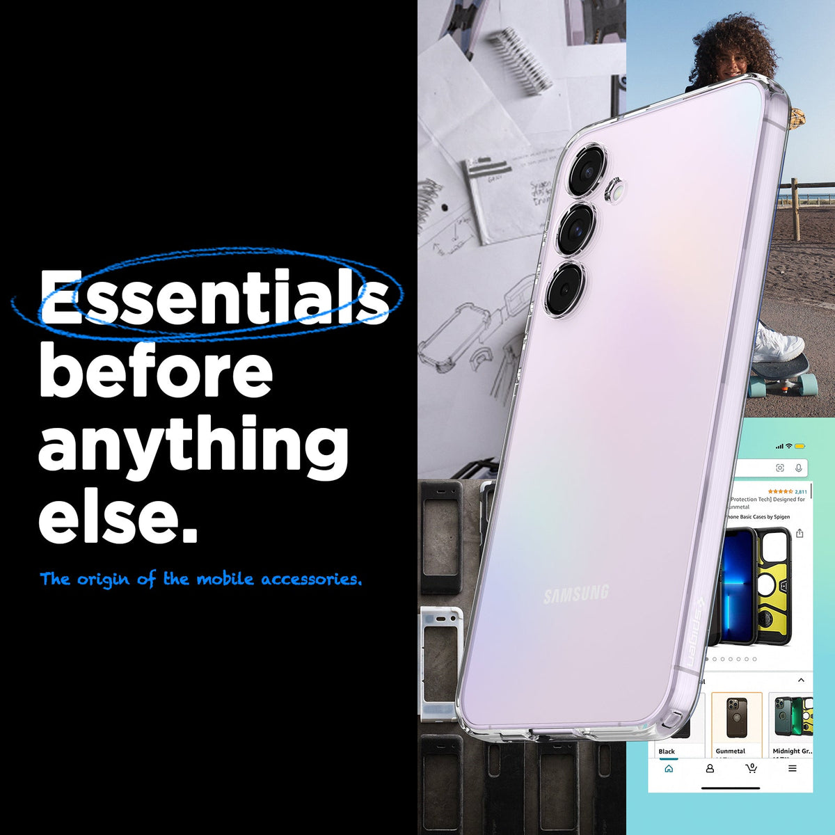 ACS07537 - Galaxy A55 5G Case Liquid Crystal in Crystal Clear essentials before anything else. The origin of the mobile accessories.