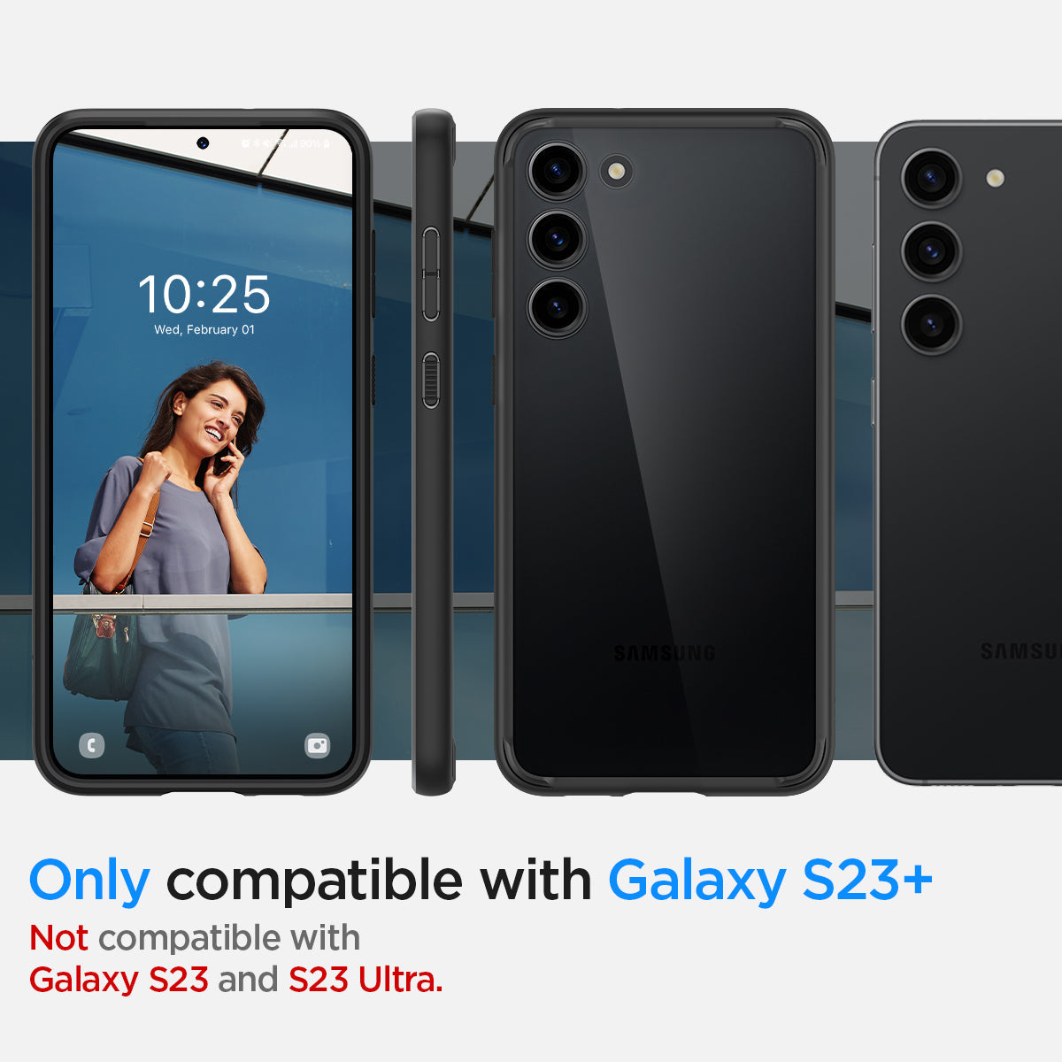 ACS05669 - Galaxy S23 Plus Case Ultra Hybrid in black only compatible with S23+ not compatible with galaxy s23 and s23 ultra.