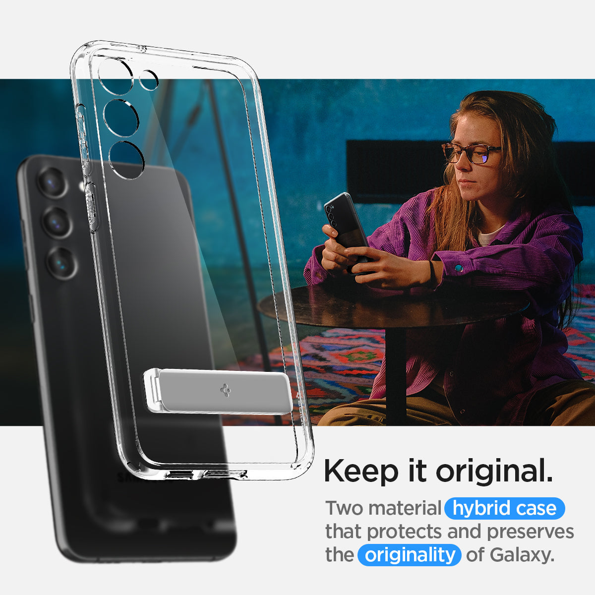 ACS05671 - Galaxy S23 Plus Case Ultra Hybrid S in crystal clear keep it original. two material hybrid case that protects and preserves he originality of galaxy.
