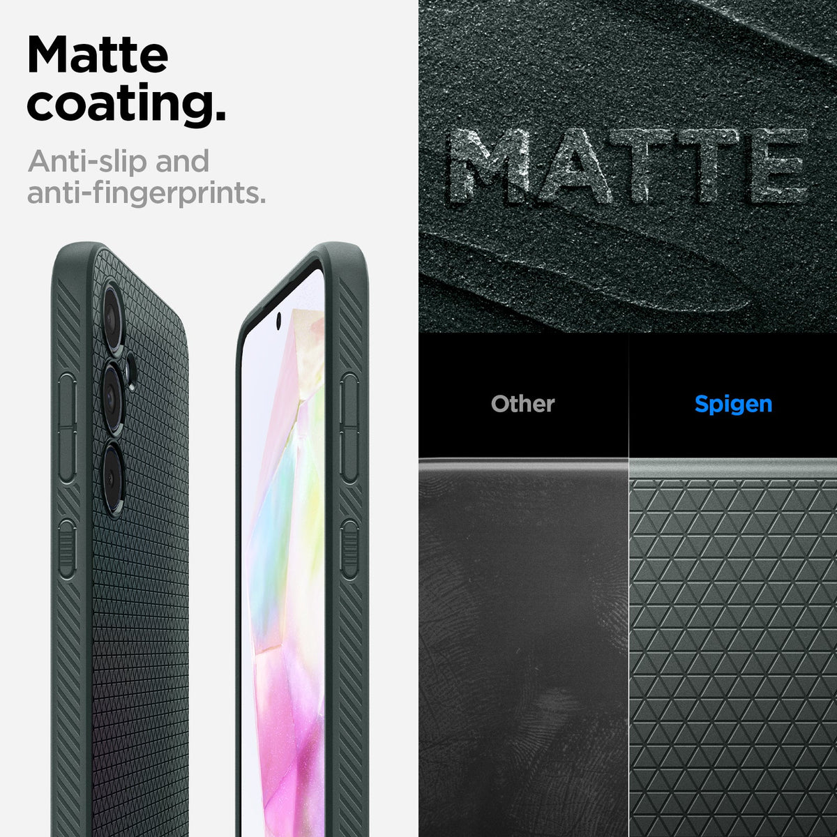 ACS07520 - Galaxy A35 5G Case Liquid Air in Abyss Green matte coating. Anti slip and anti fingerprints.