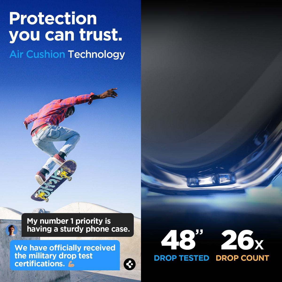 ACS07518 - Galaxy A35 5G Case Tough Armor in Abyss Green showing the protection you can trust. Air Cushion Technology. 48" drop tested | 26x drop count