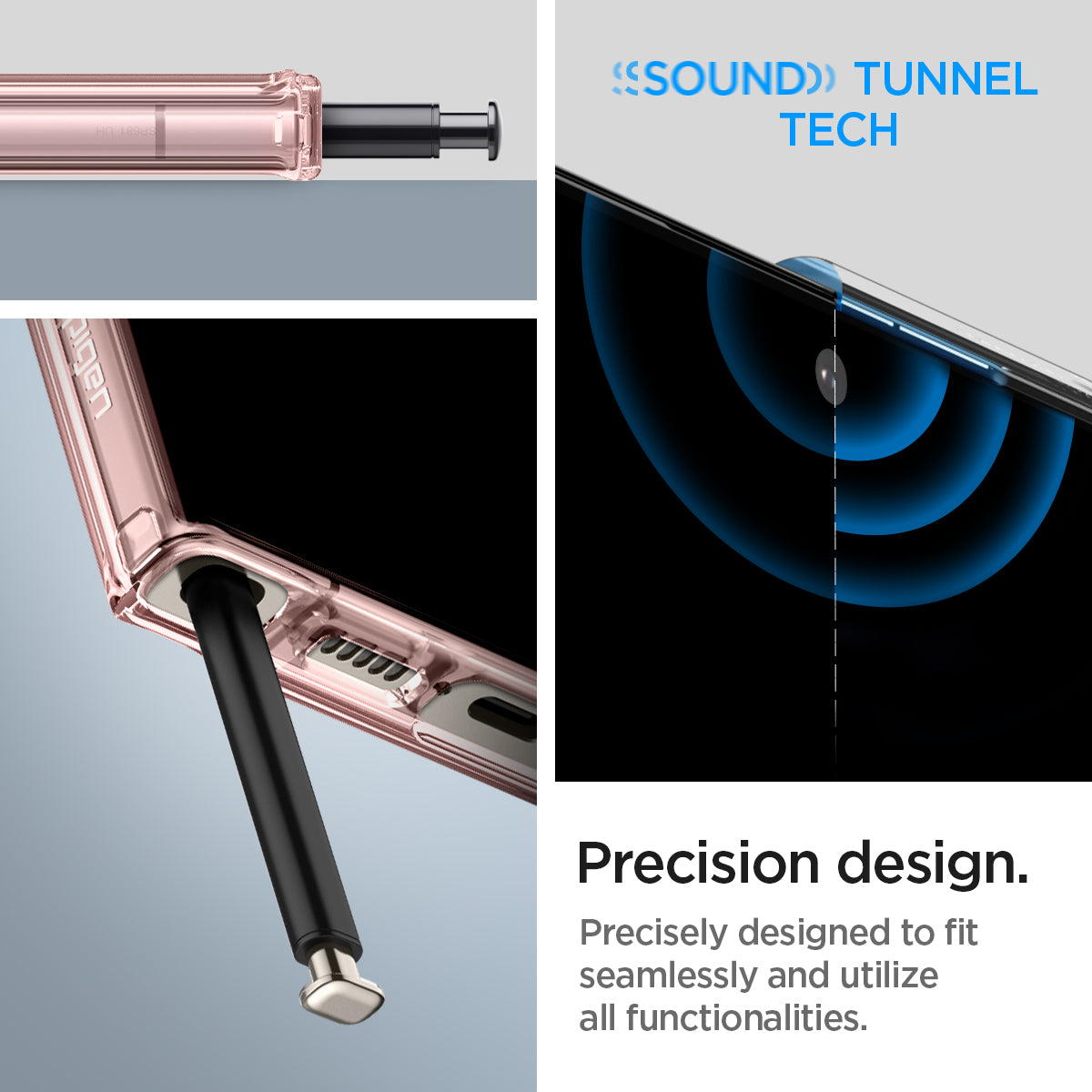 ACS06079 - Galaxy S23 Ultra Case Ultra Hybrid in rose crystal precision design. precisely designed to fit seamlessly and utilize all functionalities.