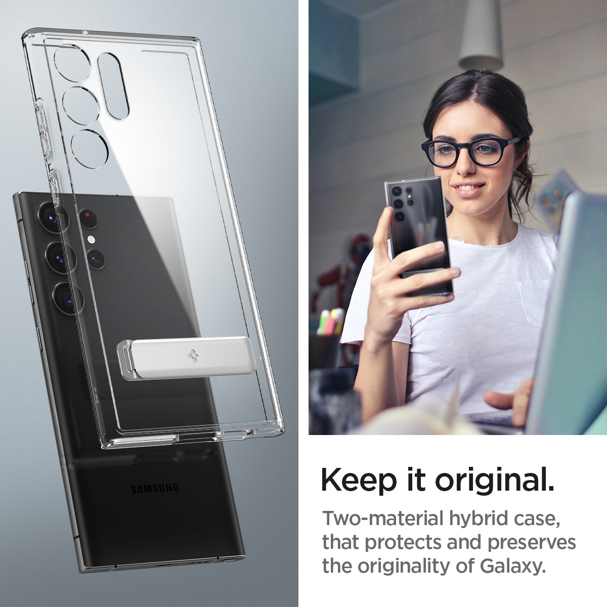 ACS05622 - Galaxy S23 Ultra Case Ultra Hybrid S in crystal clear keep it original. two material hybrid case that protects and preserves he originality of galaxy.