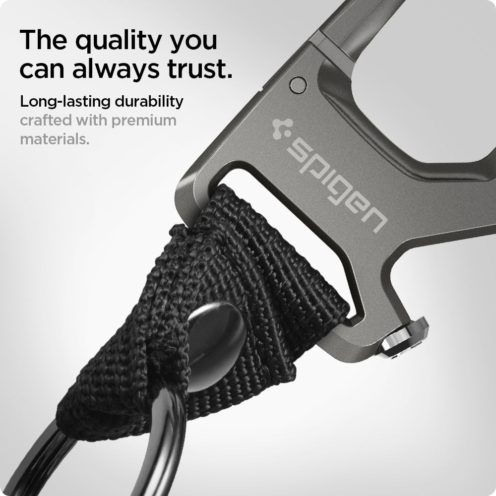 AHP04505 - Carabiner + Keyring in gunmetal showing the quality you can always trust, long-lasting durability crafted with premium materials