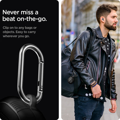 ASD01276 - Galaxy Buds 2 Pro / 2 / Pro / Live Case Rugged Armor in matte black never miss a beat on the go. Clip on to any bags or objects. easy to carry wherever you go.