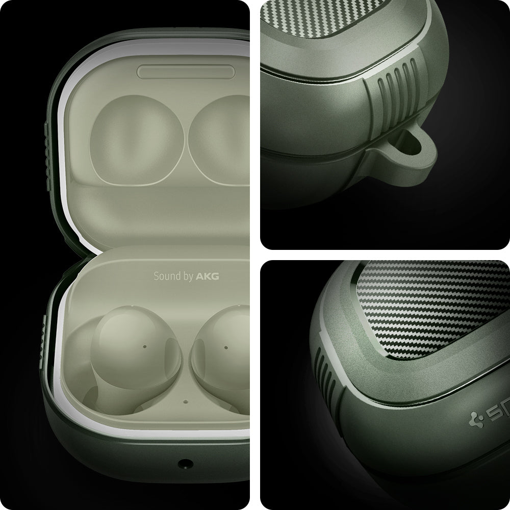 ASD02474 - Galaxy Buds 2 Pro / 2 / Pro / Live Case Rugged Armor in military green showing detail.