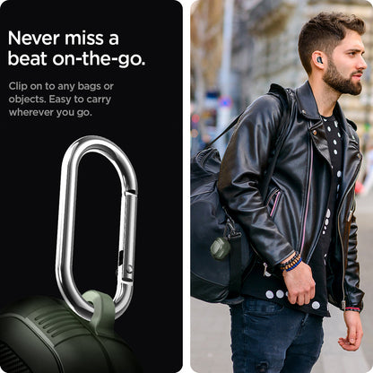 ASD02474 - Galaxy Buds 2 Pro / 2 / Pro / Live Case Rugged Armor in military green never miss a beat on the go. Clip on to any bags or objects. easy to carry wherever you go.
