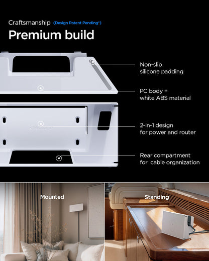 AMP09408 - Starlink Gen 3 Mount | STL310 in White showing its premium build design patent pending craftsmanship.