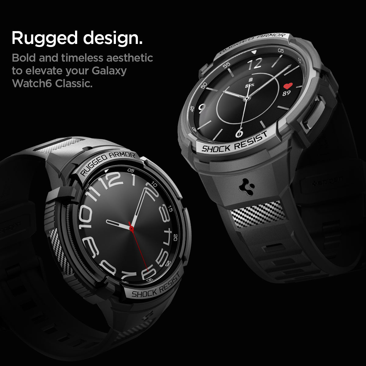ACS06492 - Watch 6 Classic (43mm) Rugged Armor Pro in Black rugged design. bold and timeless aesthetic to elevate your galaxy watch6 classic
