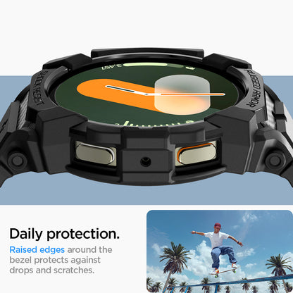 ACS08336 - Galaxy Watch 7 (40mm) Rugged Armor Pro in Matte Black daily protection. raised edges around the bezels protects against drops and scratches.