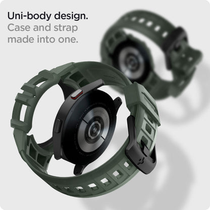 ACS04325 - Galaxy Watch 5/4 (44mm) Case Rugged Armor Pro in military green uni body design. case and strap made into one.
