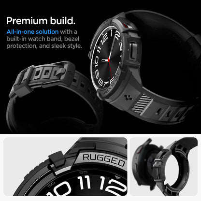 ACS06488 - Galaxy Watch 6 Classic (47mm) Case Rugged Armor Pro in black premium build. all in one solution with a built in watch band, bezel protection, and sleek style.