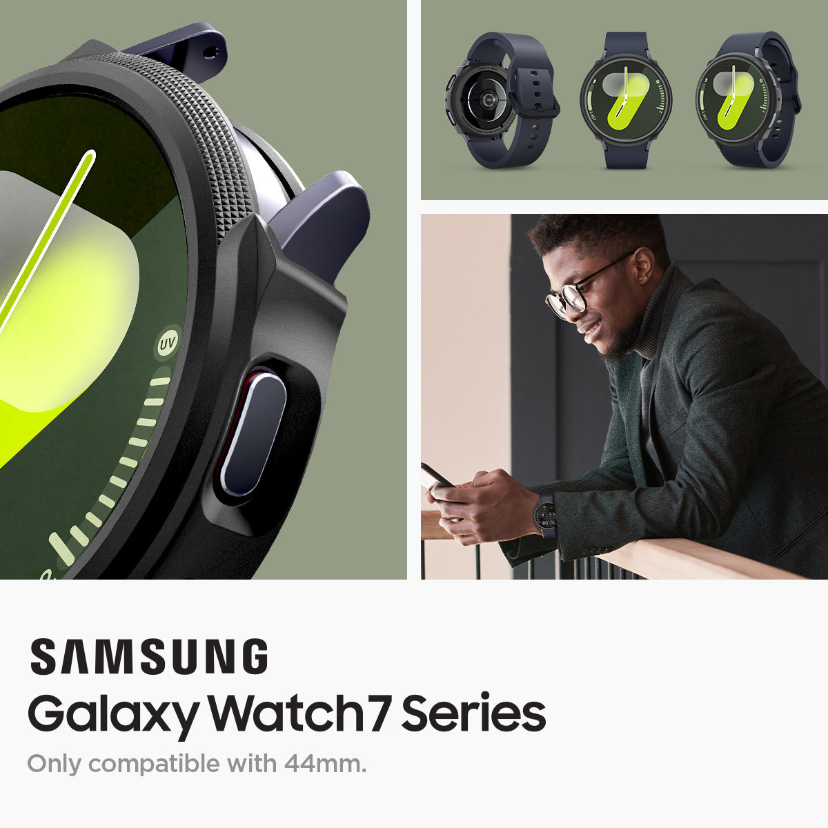 ACS07900 - Galaxy Watch 7 (44mm) Liquid Air in Matte Black samsung galaxy watch 7 series. only compatible with 44mm.