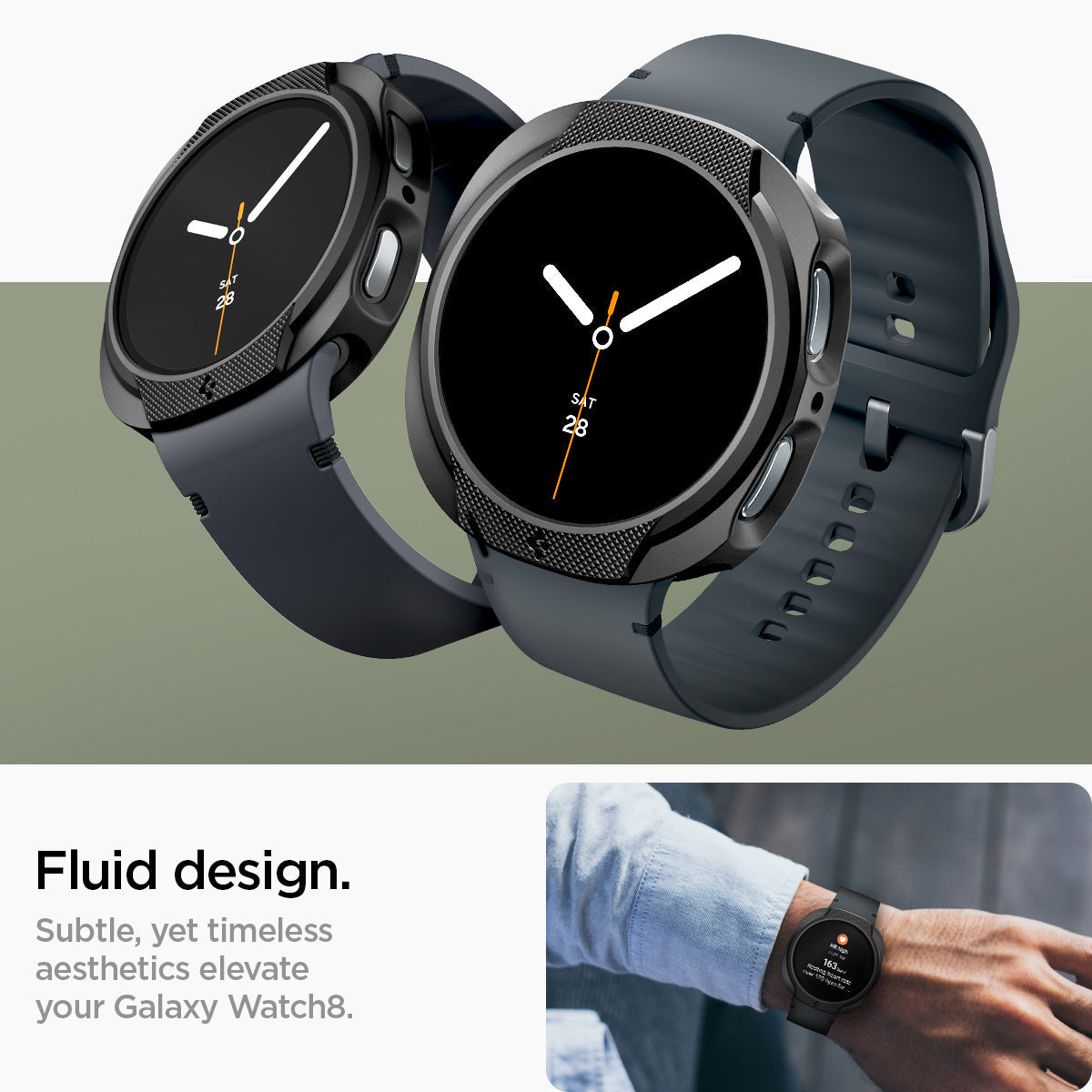 ACS09840 - SWi-dd Liquid Air showing front and side angles with lifestyle shot of man wearing the cased watch on wrist