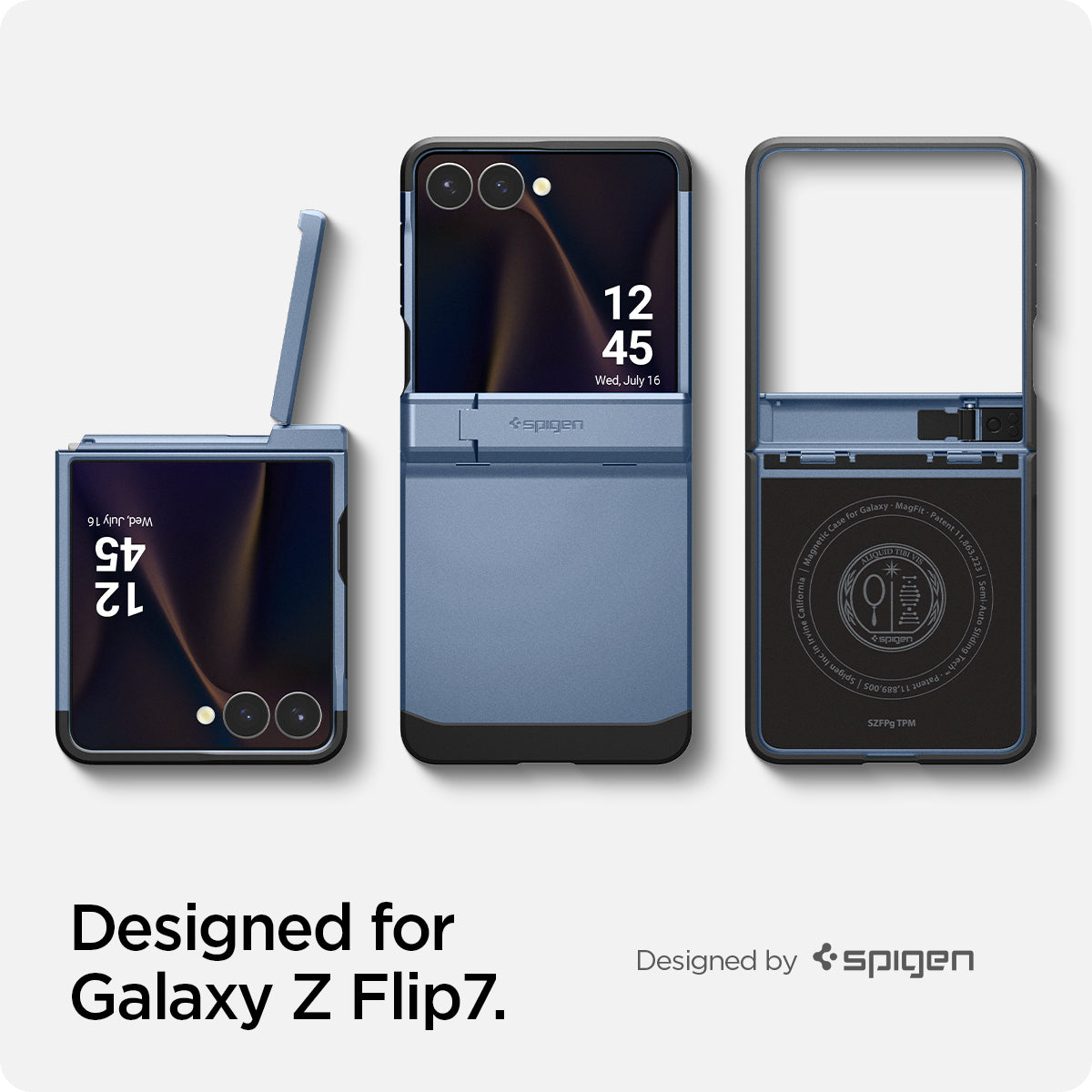 ACS09562 - Galaxy Z Flip 7 Case Tough Armor Pro (MagFit) in sierra blue showing designed for Galaxy Z Flip 7