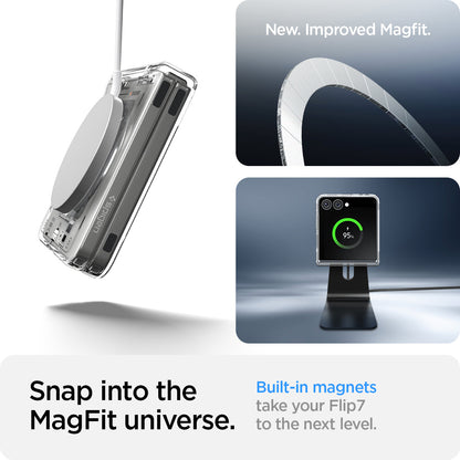 ACS09560 - Galaxy Z Flip 7 Case Ultra Hybrid Pro Neo One (Magfit) showing the new and improved magfit. Snap into the MagFit universe. Built-in magnets take your device to the next level