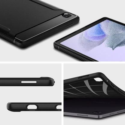 ACS02863 - Galaxy Tab A7 Lite Case Rugged Armor in matte black showing detail and side.