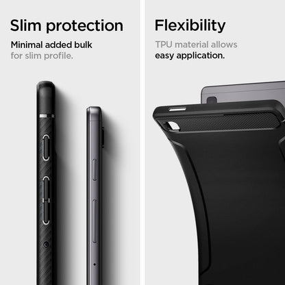 ACS02863 - Galaxy Tab A7 Lite Case Rugged Armor in matte black slim protection. Minimal added bulk for slim profile. Flexibility. TPU material allows easy application.