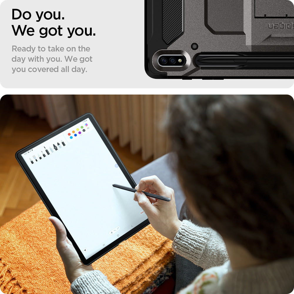 ACS01608 - Galaxy Tab S8 Plus Case Tough Armor Pro in gunmetal do you. we got you. ready to take on the da with you. we got you covered all day.