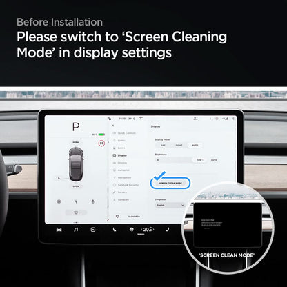 AGL01086 - Tesla Model 3 / Y Screen Protector EZ FIT GLAS.tR Anti-Glare showing the instructions for installation